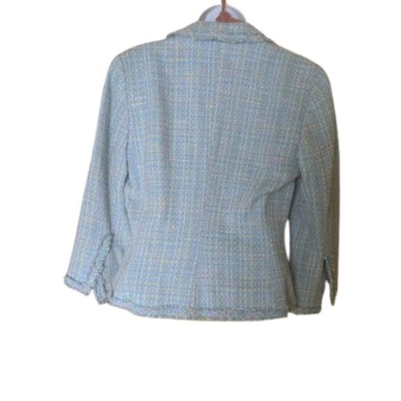 Zara Blue Boucle Tweed Jacket Blazer Fits Size Small - Picture 4 of 8